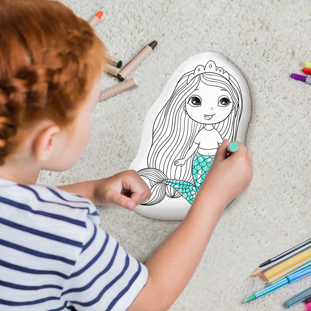 10" Beautiful Little Mermaid Coloring Pillow