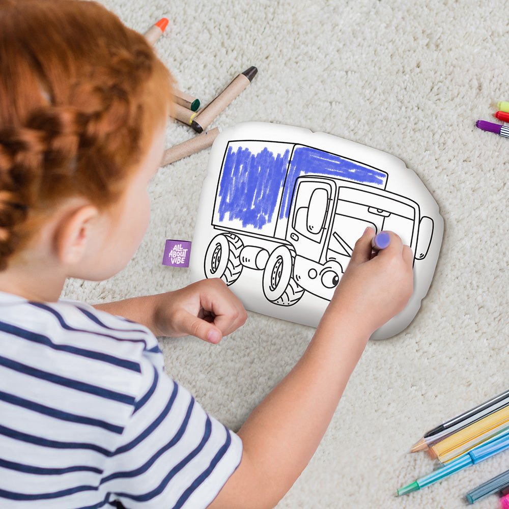 10" Little Truck Coloring Pillow