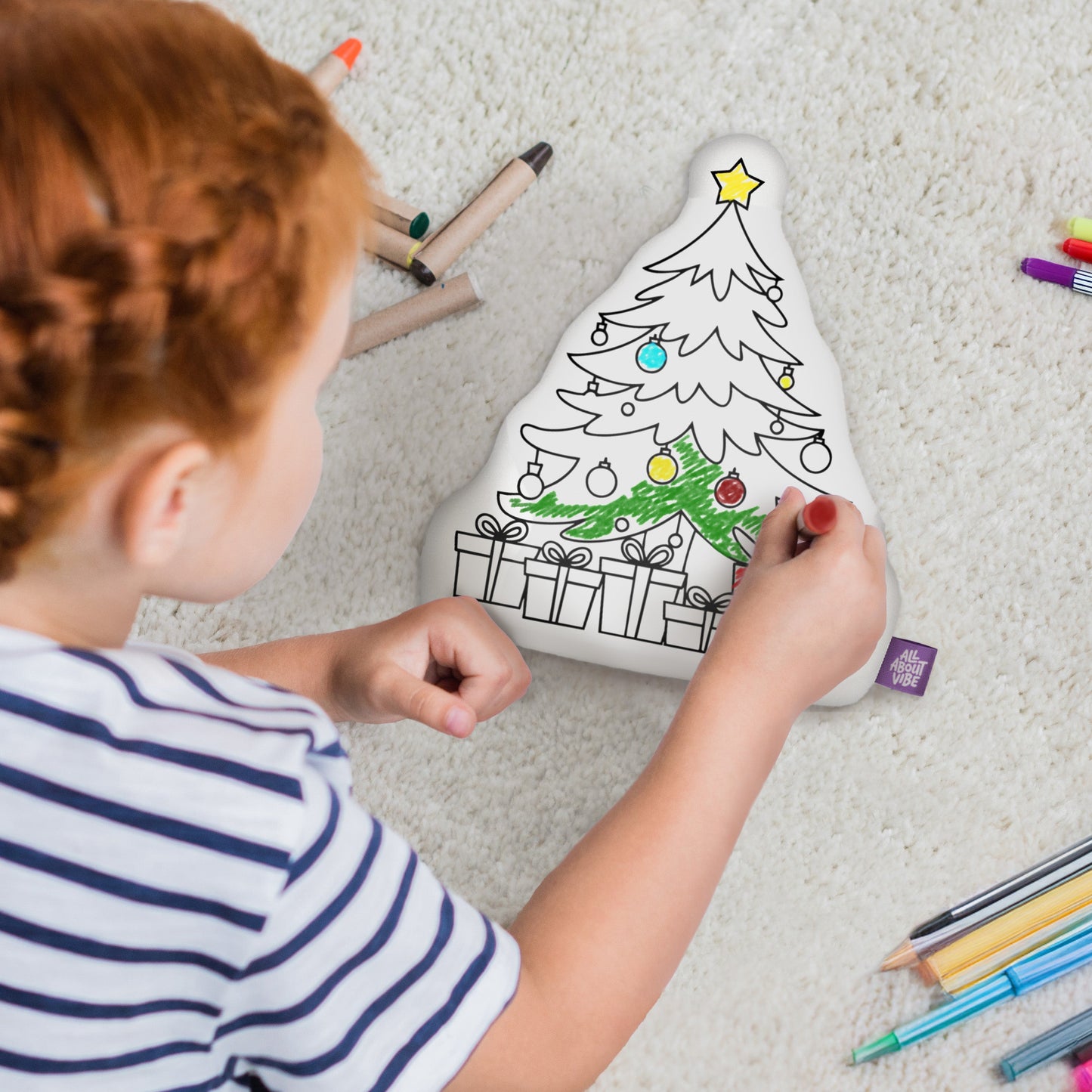 Christmas Color Your Own Christmas Tree Pillow