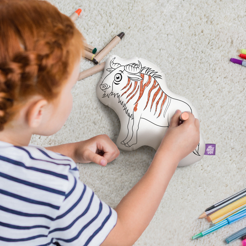 10" Bison Coloring Pillow