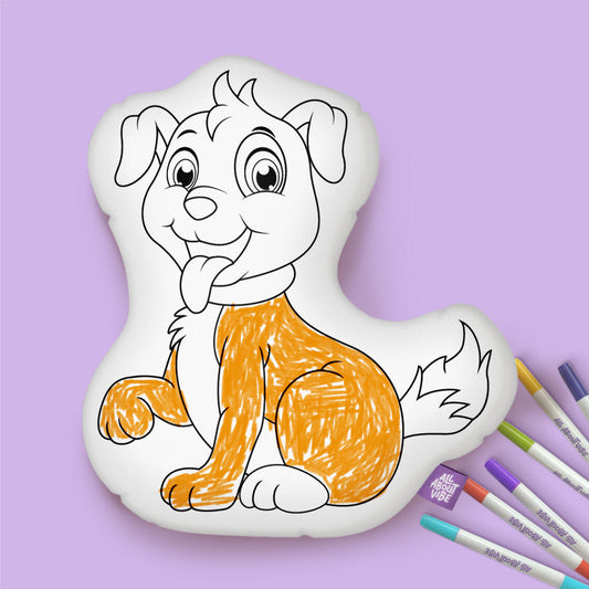 10" Puppy Coloring Pillow