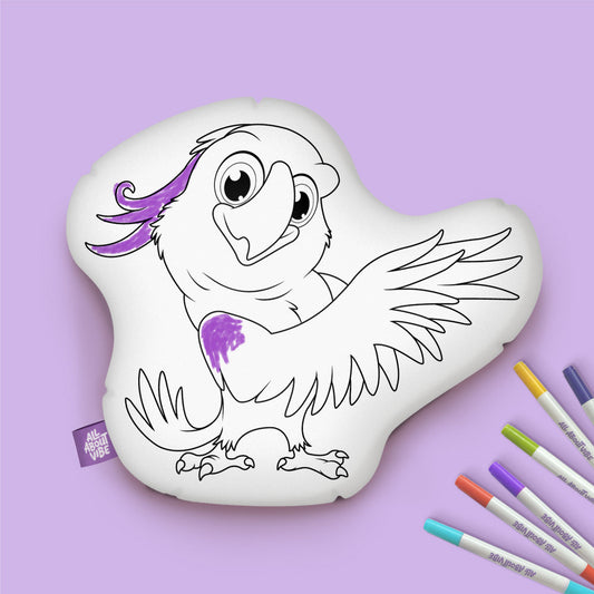 10" Parrot Coloring Pillow