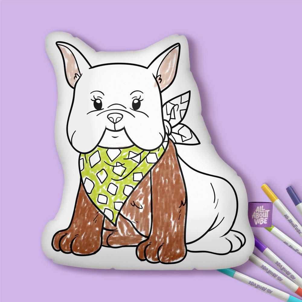 10" French Bulldog Coloring Pillow