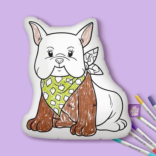 10" French Bulldog Coloring Pillow