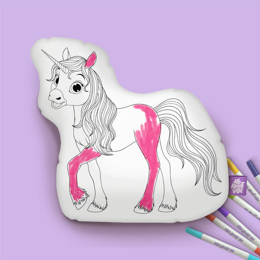 10" Unicorn Coloring Pillow