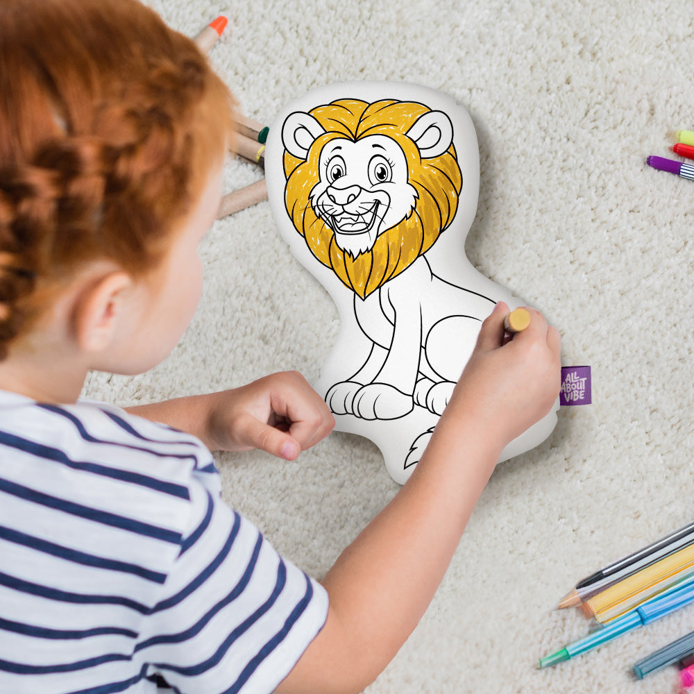 10" Lion Coloring Pillow