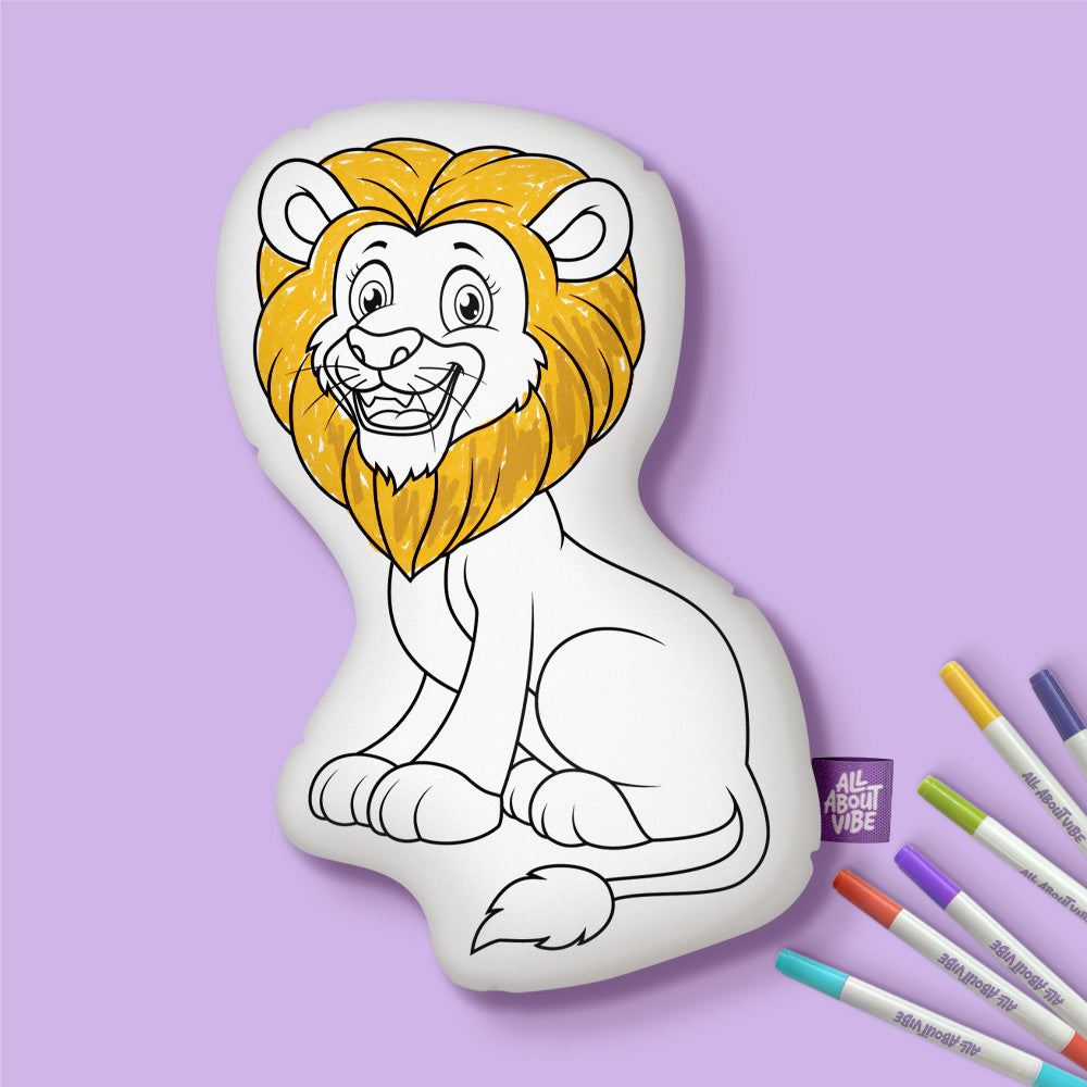 10" Lion Coloring Pillow