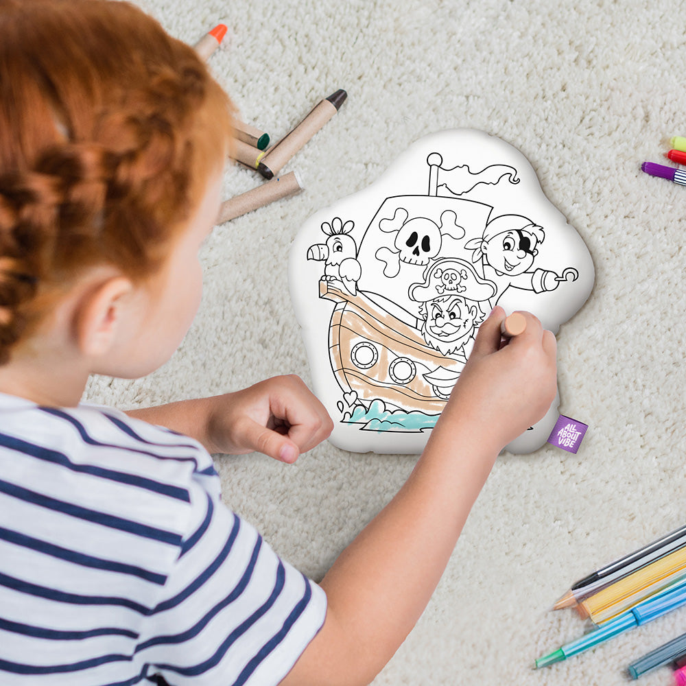 10" Pirate Boat Coloring Pillow