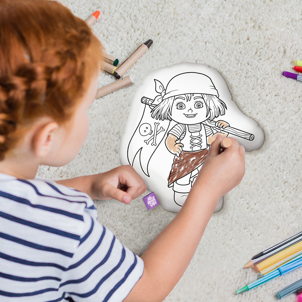 10" Pirate Girl Coloring Pillow