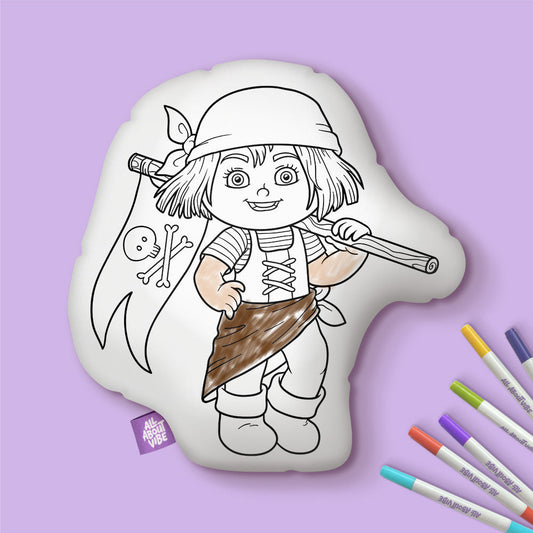 10" Pirate Girl Coloring Pillow