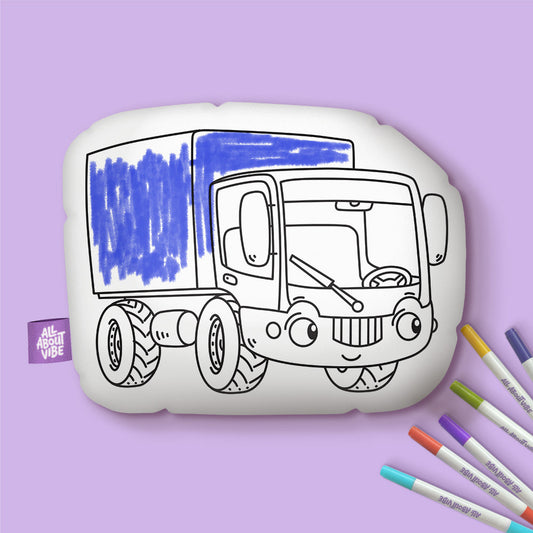 10" Little Truck Coloring Pillow