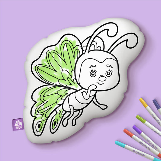 10" Butterfly Cartoon Coloring Pillow