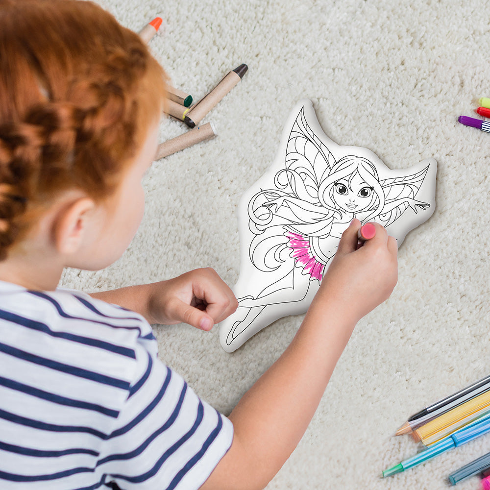 10" Cute Fairy Coloring Pillow