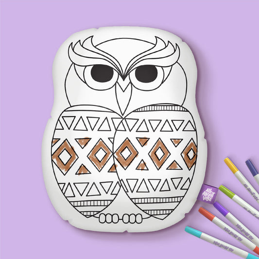 10" Owl Coloring Pillow