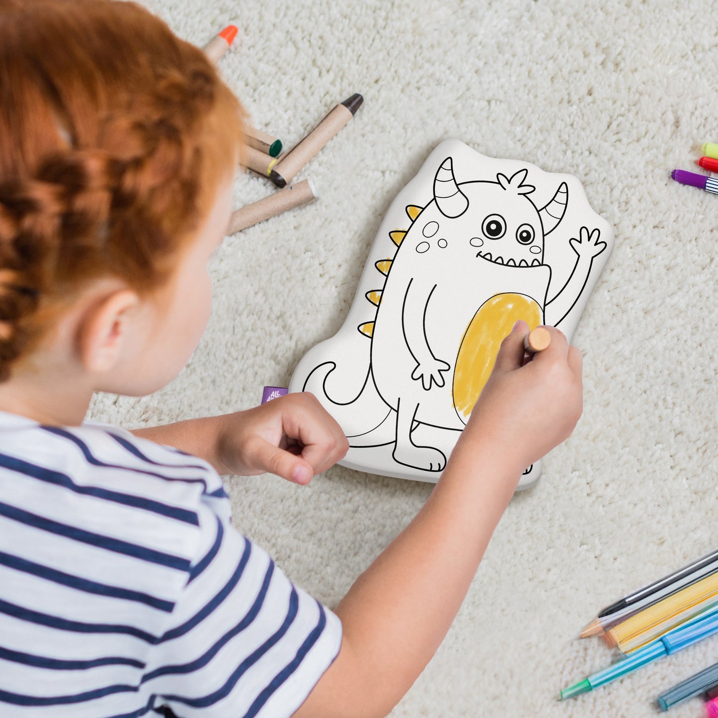 10" Halloween Friendly Monster Coloring Pillow