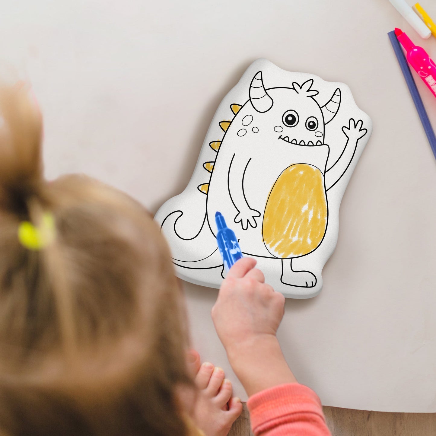 10" Halloween Friendly Monster Coloring Pillow
